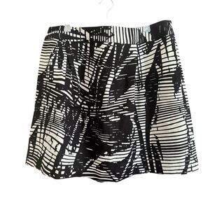 TERI JON | Black and White Grosgrain Graphic Pleated Party Skirt | Size 14